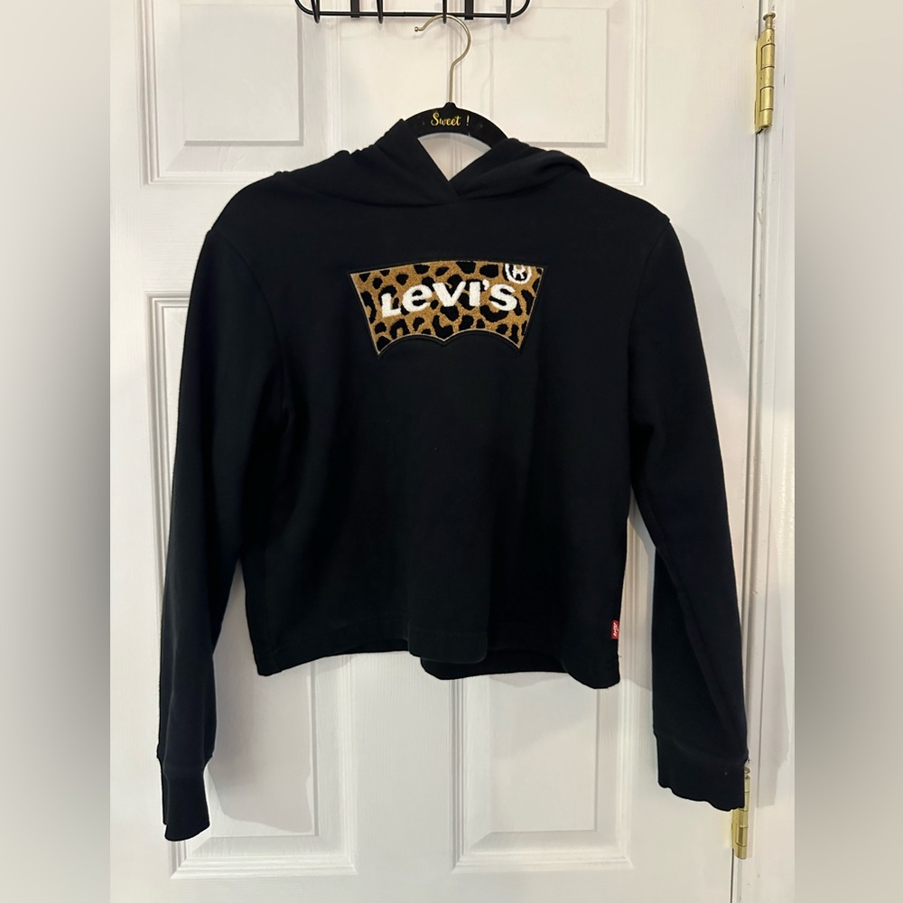 Levi's Black Hoodie with Leopard Print Logo (XL)